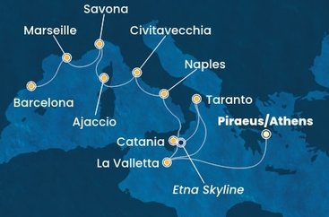 Řecko, Malta, Itálie, Francie, Španělsko z Pirea na lodi Costa Serena