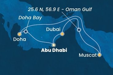 Spojené arabské emiráty, Omán, Katar z Abu Dhabi na lodi Costa Toscana