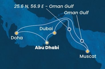 Spojené arabské emiráty, Omán, Katar z Abu Dhabi na lodi Costa Smeralda