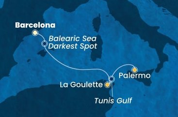 Španělsko, Tunisko, Itálie z Barcelony na lodi Costa Smeralda