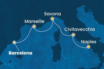 Španělsko, Francie, Itálie z Barcelony na lodi Costa Fascinosa