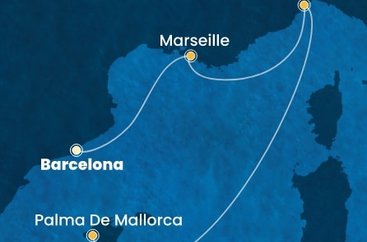 Španělsko, Francie, Itálie z Barcelony na lodi Costa Diadema