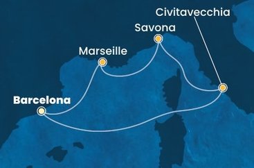 Španělsko, Itálie, Francie z Barcelony na lodi Costa Smeralda