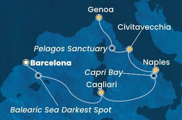 Španělsko, Itálie z Barcelony na lodi Costa Smeralda