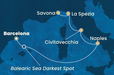 Španělsko, Itálie z Barcelony na lodi Costa Toscana