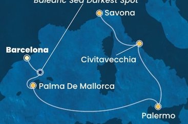 Španělsko, Itálie z Barcelony na lodi Costa Smeralda