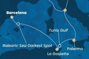 Španělsko, Tunisko, Itálie z Barcelony na lodi Costa Smeralda