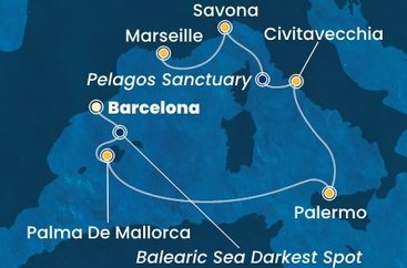 Španělsko, Itálie, Francie z Barcelony na lodi Costa Smeralda