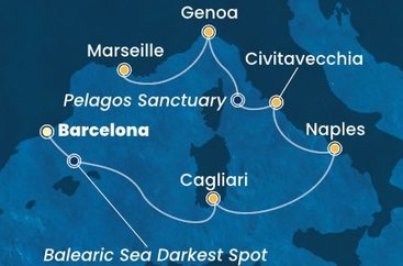Španělsko, Itálie, Francie z Barcelony na lodi Costa Smeralda