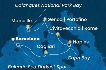 Španělsko, Itálie, Francie z Barcelony na lodi Costa Toscana