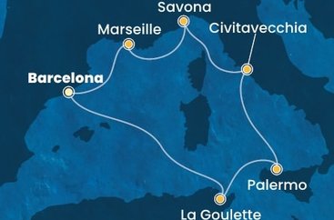 Španělsko, Tunisko, Itálie, Francie z Barcelony na lodi Costa Pacifica