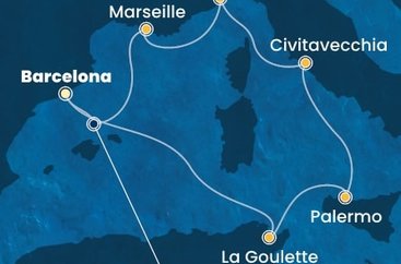 Španělsko, Tunisko, Itálie, Francie z Barcelony na lodi Costa Pacifica