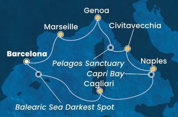 Španělsko, Itálie, Francie z Barcelony na lodi Costa Smeralda