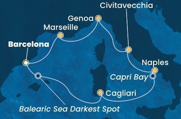 Španělsko, Itálie, Francie z Barcelony na lodi Costa Smeralda