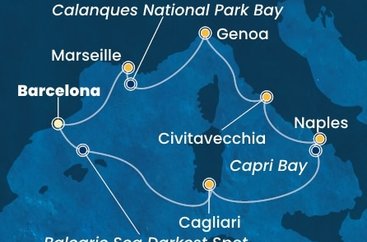 Španělsko, Itálie, Francie z Barcelony na lodi Costa Smeralda