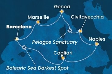 Španělsko, Itálie, Francie z Barcelony na lodi Costa Smeralda