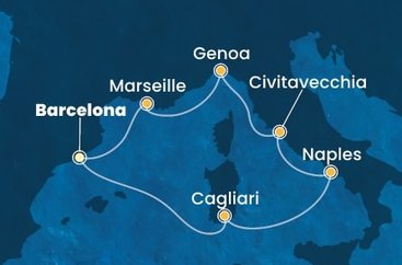 Španělsko, Itálie, Francie z Barcelony na lodi Costa Toscana