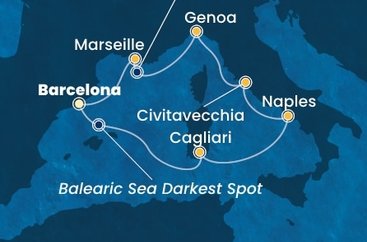 Španělsko, Itálie, Francie z Barcelony na lodi Costa Toscana