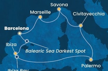 Španělsko, Itálie, Francie z Barcelony na lodi Costa Toscana