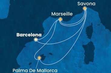 Španělsko, Francie, Itálie z Barcelony na lodi Costa Diadema
