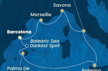 Španělsko, Itálie, Francie z Barcelony na lodi Costa Toscana