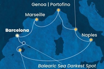 Španělsko, Itálie, Francie z Barcelony na lodi Costa Toscana