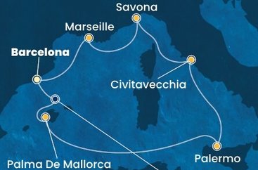Španělsko, Itálie, Francie z Barcelony na lodi Costa Smeralda