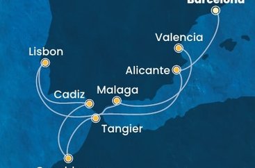 Španělsko, Portugalsko, Maroko z Barcelony na lodi Costa Serena