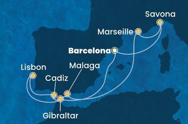 Španělsko, Velká Británie, Portugalsko, Francie, Itálie z Barcelony na lodi Costa Pacifica