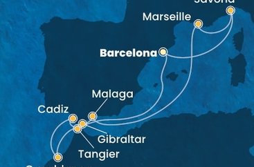 Španělsko, Maroko, Velká Británie, Francie, Itálie z Barcelony na lodi Costa Fascinosa