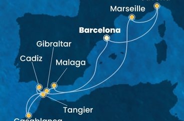 Španělsko, Velká Británie, Maroko, Francie, Itálie z Barcelony na lodi Costa Fascinosa