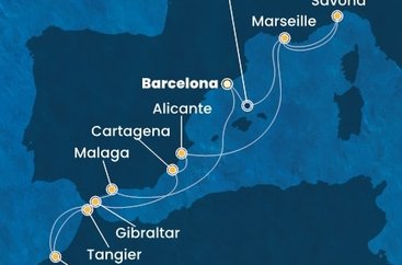 Španělsko, Maroko, Velká Británie, Francie, Itálie z Barcelony na lodi Costa Pacifica