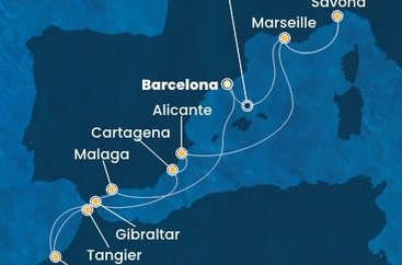 Španělsko, Maroko, Velká Británie, Francie, Itálie z Barcelony na lodi Costa Pacifica