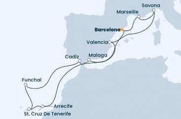 Španělsko, Francie, Itálie, Portugalsko z Barcelony na lodi Costa Diadema