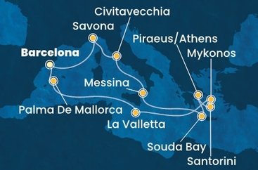 Španělsko, Malta, Řecko, Itálie z Barcelony na lodi Costa Fascinosa