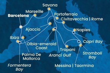 Španělsko, Francie, Itálie z Barcelony na lodi Costa Favolosa