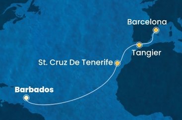 Barbados, Španělsko, Maroko z Bridgetownu na lodi Costa Fascinosa