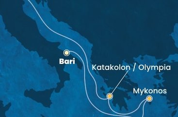 Itálie, Řecko z Bari na lodi Costa Deliziosa