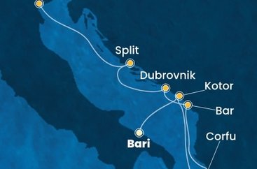 Itálie, Černá Hora, Řecko, Chorvatsko z Bari na lodi Costa Deliziosa