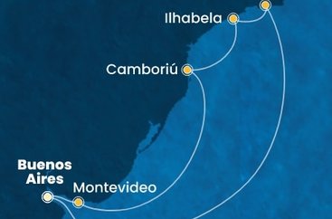 Argentina, Uruguay, Brazílie z Buenos Aires na lodi Costa Favolosa
