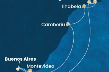 Argentina, Uruguay, Brazílie z Buenos Aires na lodi Costa Favolosa