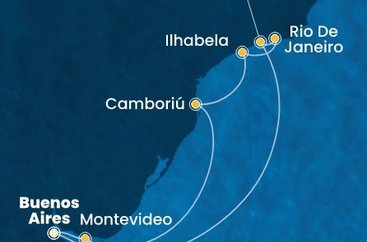 Argentina, Uruguay, Brazílie z Buenos Aires na lodi Costa Favolosa