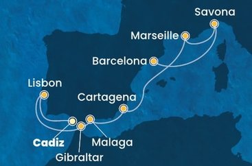 Španělsko, Portugalsko, Velká Británie, Francie, Itálie z Cadizu na lodi Costa Diadema