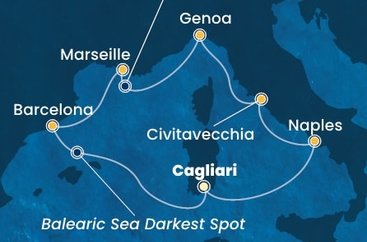 Itálie, Francie, Španělsko z Cagliari na lodi Costa Smeralda