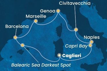 Itálie, Francie, Španělsko z Cagliari na lodi Costa Smeralda