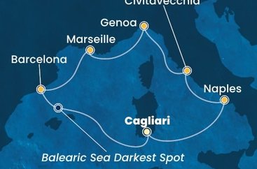 Itálie, Francie, Španělsko z Cagliari na lodi Costa Smeralda