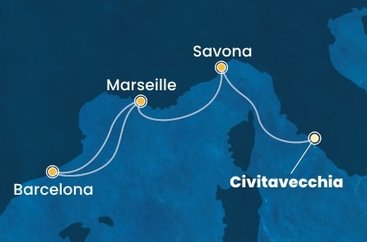 Itálie, Francie, Španělsko z Civitavecchia na lodi Costa Toscana