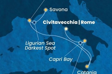 Itálie, Francie,  z Civitavecchia na lodi Costa Fascinosa