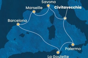 Itálie, Francie, Španělsko, Tunisko z Civitavecchia na lodi Costa Pacifica