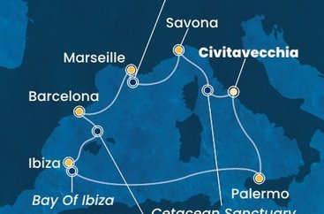 Itálie, Francie, Španělsko z Civitavecchia na lodi Costa Toscana